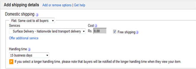 ebay shipping details