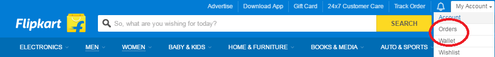 flipkart order section