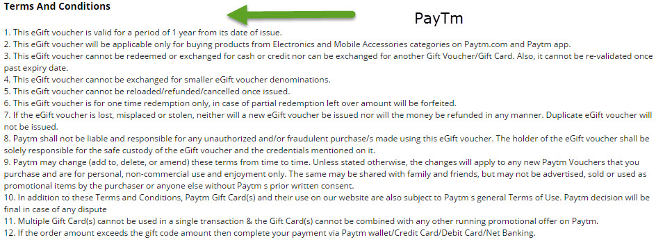 PayTm Gift Cards Offer